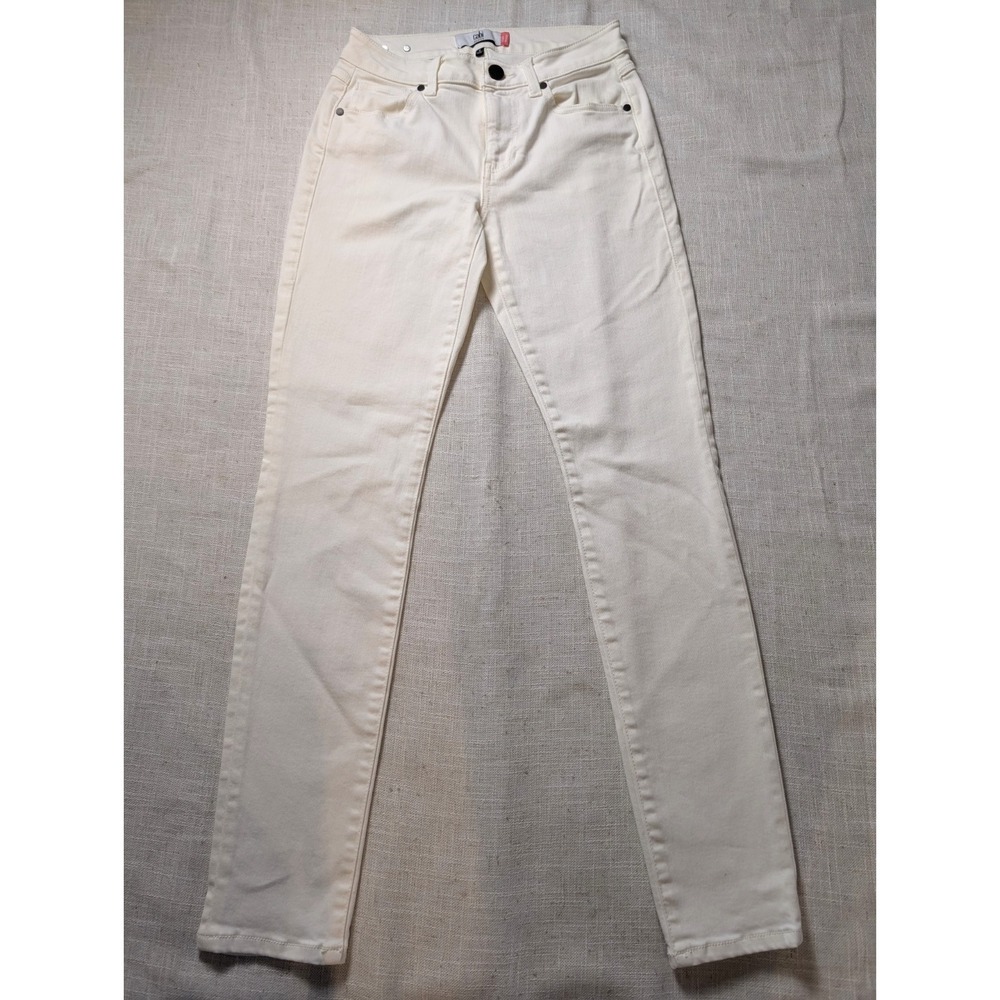 Cabi High Skinny Straight Stretch Jeans White Size 2
